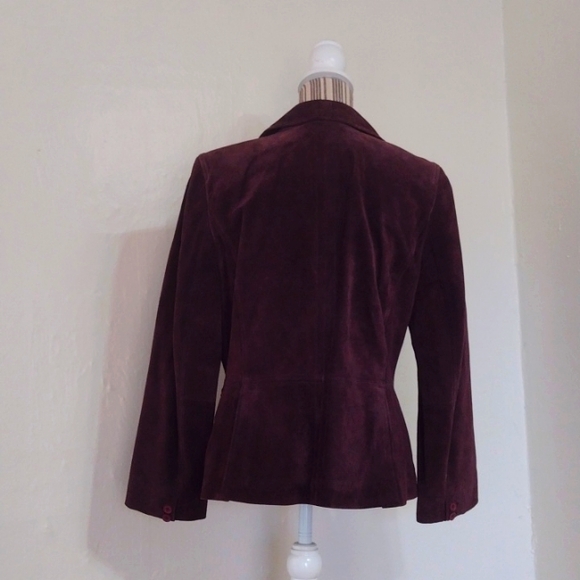 Loft Vintage Purple Leather One Button Jacket Size 12 - Picture 3 of 10